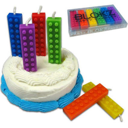 Velas de cumpleaños con forma de bloques de LEGO