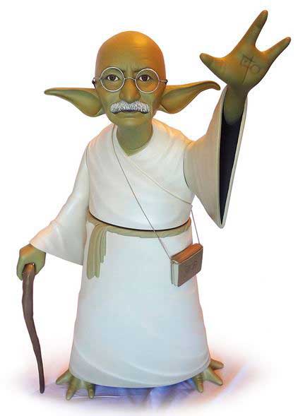 Figuras acción Yoda Mahatma Gandhi
