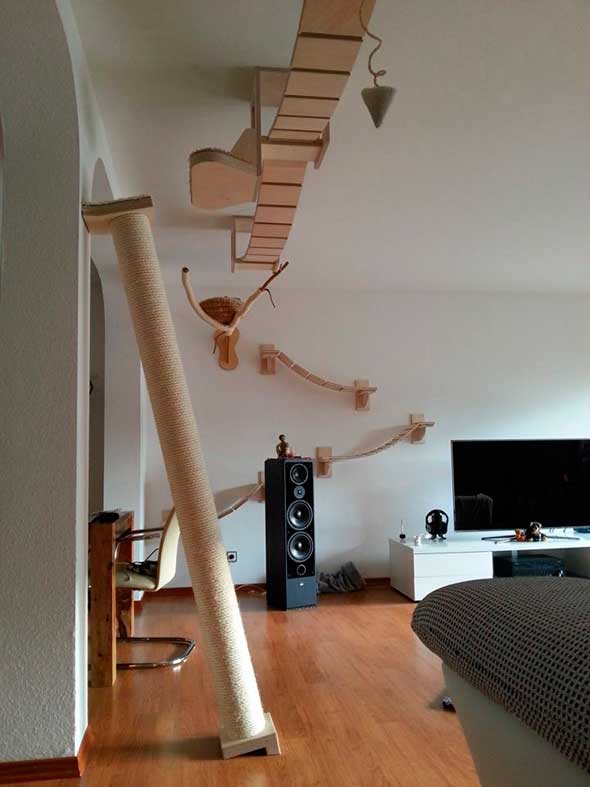 Juguetes y muebles modulares para gatos para paredes y techos