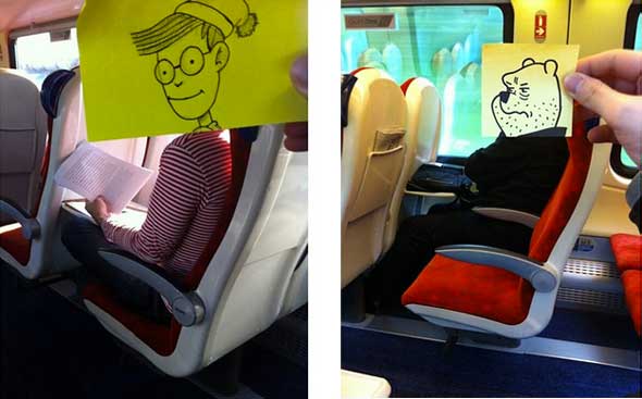 October Jones, el dibujante que transforma a pasajeros de tren en divertidos personajes